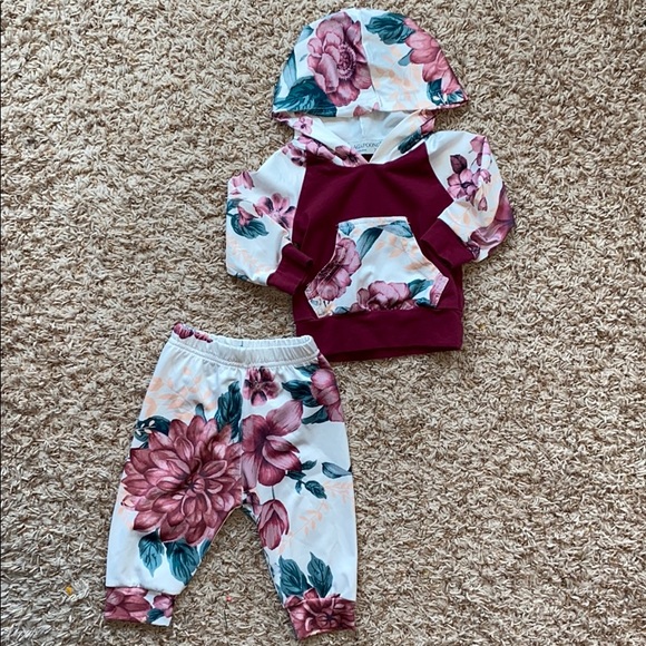 Other - 6M girl floral hooded sweatshirt and joggers set.